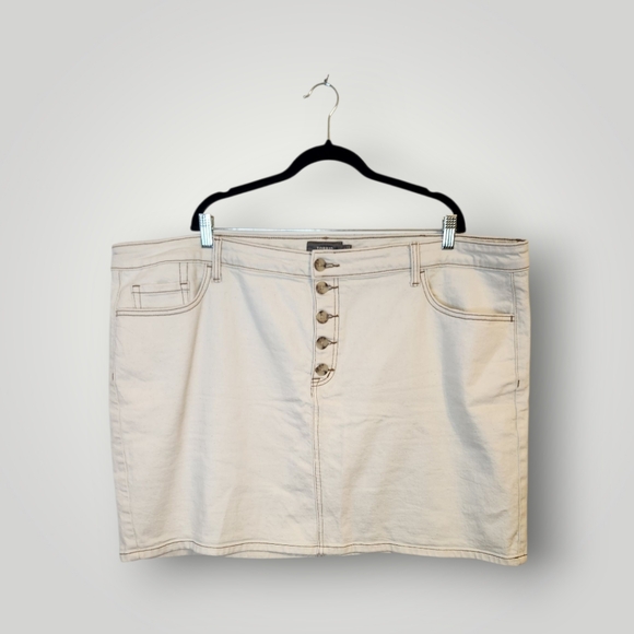 Torrid skirt plus Size  24 button denim buttons short beige cream casual - Picture 8 of 12